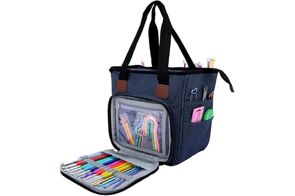 SumDirect Sac de Rangement Portable pour Fils, projets de Transport, Aiguilles à Tricoter, Crochets, manuels et Autres Accessoires