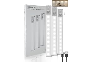 GOODEA 18 cm trådlös uppladdningsbar LED-garderob, 3 st LED-ljusreglerare, skåp, rörelsesensor för tvättskåp, bokhylla, trapp