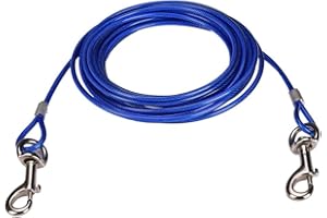 CtopoGo 10ft /16ft /33ft - Hund Tie Out Cables, Haustier Tie-Out Leinen, Tie-Out Kabel Heavy Duty Dogs Kettenleinen für Hunde bis zu 125 lbs, Haustiere führen für kleine/mittlere Größe (5m, Blau)
