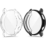 CAVN Hülle Kompatibel mit Samsung Galaxy Watch Active 2 44mm Schutzhülle Schutzfolie [2-Stück], Flexibles TPU Vollschutz Disp