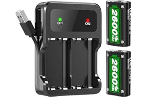 LOQDIVR 2 * 2600mAh Akku Packs für Xbox Series X/S/Xbox One/Xbox One Elite Wireless Controller, Xbox Controller Akku mit Hoher Kapazität Wiederaufladbar Batterien