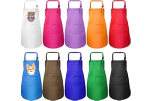 Geebuzz 10 Stück Kinder Schürze Einstellbare Blank DIY Kinder Koch Schürzen Handwerk Schürzen mit Taschen für Küche Malerei Kochen Backen