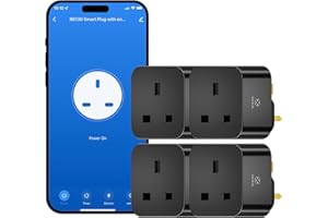 WOOX Smart Plug with Monitoring, Smart Sockets Work with Alexa & Google Home, 2.4GHz Wifi Plug with Voice Control and Remote Control, Timer Plug Socket, No Hub 13A (4 packs)