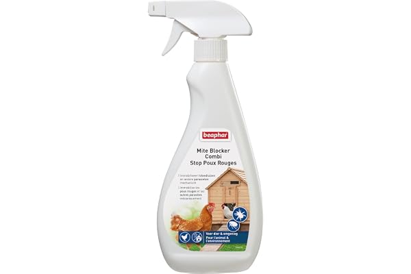 Beaphar – Spray Stop poux Rouges pour l'animal et l'environnement – Immobilise Les poux Rouges et Les Autres parasites mécaniquement – Ne Contient Aucun Insecticide Chimique ni Pesticide – 500ml