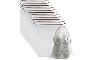 12 Pcs Shoe Bags for Travel PLULON Clear Drawstring Travel Shoe Bags for Packing Waterproof Dustproof Shoes Organizer Pouch Travel Accessories Shoe Storage Bag for Women Men Portable Travel Essentials