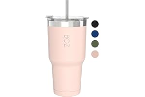 BOZ Vaso Térmico - Vaso con Tapa y Pajita - Vaso Termo Café para Llevar - Vaso Termo de Acero Inoxidable - Taza Termo Perfecta para Bebidas Frías y Calientes - Tumbler Sin BPA (900 ml - Rosa)