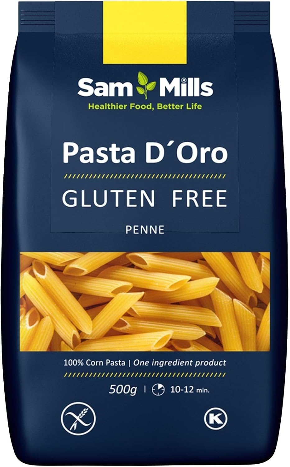 Sam Mills - Plumas Sin Gluten - 1 paquete de 500 g - 100% Harina de Maíz - Fabricado en Instalaciones Sin Gluten - Mejora el Tránsito Intestinal - Ideal para Dietas Veganas