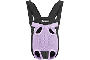 Pawaboo plecak do noszenia zwierząt domowych, regulowany, z otworami na nogi, przenośny, podróżny, oddychający, wygodny, specjalnie dla małych i średnich psów, kotów oraz szczeniąt, rozm. M, fioletowy