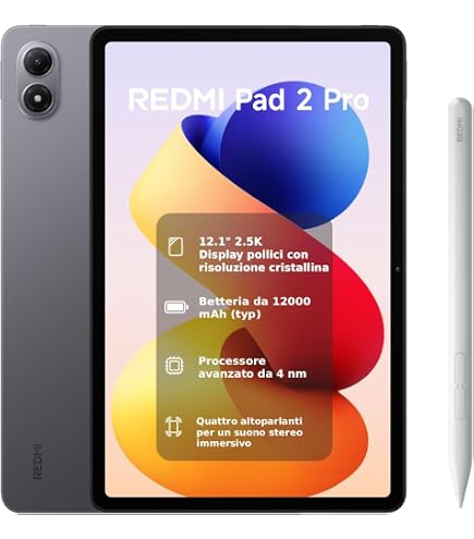 Custodia Flip Cover Per Xiaomi Redmi Pad 2 PRO 12.1 2025 - Pelle PU + Silicone Morbido, Nero