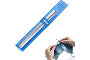 Coopay 5 Pièces Aiguilles à Tricoter à Double Pointe, Aiguilles Trioct 2,0mm en Acier Inoxydable, 15cm Aiguilles Courtes à Chaussettes, Écharpe, Chapeaux, Animaux, Pull, Tricot pour Débutants & Pro