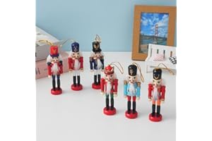 Wisplye Soldado Cascanueces de Navidad, 6 Piezas Adornos Navideños Figuras de Cascanueces, Soldado Cascanueces de Madera Decoraciones para Fiesta, Regalos, Hogar, Ventana