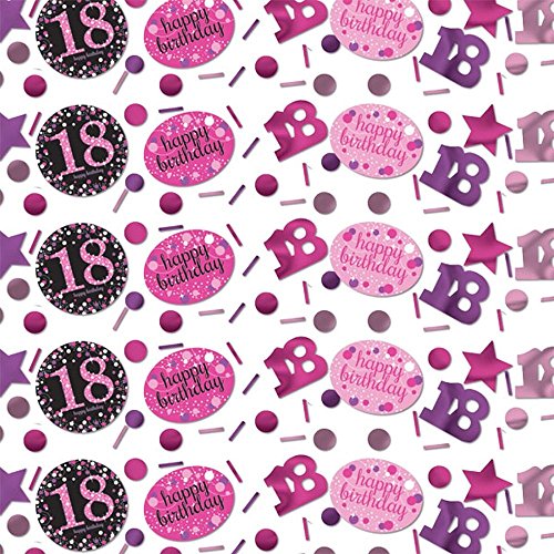 12x Deckenhänger Swirl und Tischkonfetti 18. Geburtstag in pink schwarz violett 18. Happy Birthday - 2