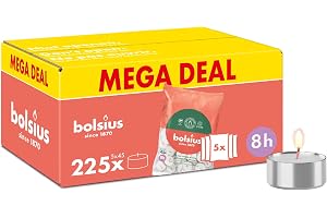 Bolsius – storpack värmeljus – 225 st. - 8 bränntimmar – vit – innehåller naturligt växtvax – längd brinntid – dekorativa hushållsljus – utan palmolja