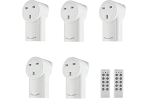 Wireless Remote Control Sockets, Vlio Home Programmable Electrical Outlet Switch Plug for Lights, Power Strips, Household Appliances, up to 30m/100ft Operating Range, 5 Pack