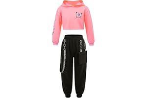 iiniim Mädchen Sport Kleidung Set Schmetterling Druck Sweatshirt + Cargohose Jogginganzug Sportanzug Street Dance Hip Hop Kleidung