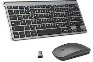 PINKCAT Kabelloses Tastatur Maus Set kabellos 2.4G Kabellose Kompakte Tastatur mit Funkmaus für Laptop, PC und Smart TV Deutsches QWERTZ Layout(Grau&Schwarz)