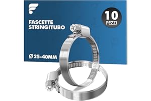 shinfly 10Pezzi Fascette Stringitubo Acciaio Inox 304, Fascette Metalliche Stringitubo Regolabile 25-40mm, per Tubi Fessibili, Acqua, Auto, Lavatrice, Giardino(Cacciavite non Incluso)