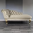 Paradise Furniture RegentTufted Chaise Lounge Sofa & Seating Handmade Velvet Living Room Bedroom Hallway Gold Accent Chair… (Left Hand, Cedar)