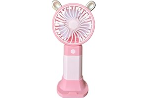 UPSHELL Mini Ventilatore Portatile USB: Ricarica Veloce, Base da Tavolo, Design Tascabile con Orecchie Carine - Disponibile in 4 Colori con Cavo USB (Rosa)