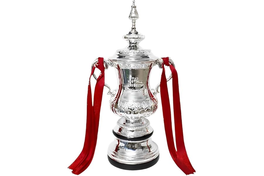YYDSTES Football Fa Cup Trophy Replica With Color Ribbon Soccer Champion Trophies Fans Office Home Decoration Memorabilia Collection Display Ornaments Resin,16cm