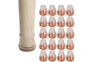 Aieino Chair Leg Floor Protectors 24pcs - Silicone Furniture Feet Cups with Felt Pad Sliders Anti-scratch Flexible Table Leg Caps Cover for Home and Office Tiles Laminate Hard Wood Floors, Clear-M