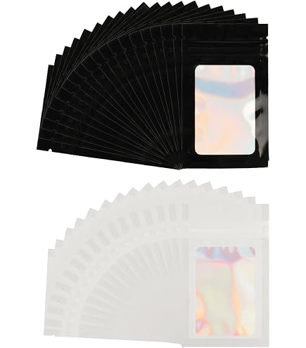 VOSSOT Lot De 120 Sacs En Mylar Holographiques 10,5x15 Cm - Avec Fermeture à Pression, Pour Bijoux, Bonbons, Cadeaux