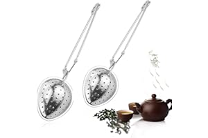 Zaloife Brühlöffel, Teesieb Löffel Edelstahl, Teeei für Tasse, Teesieb für Loseblatt Tee 2pcs, Silber
