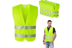 ‎BOWFAR Bowfar 6er Warnwesten Auto EN ISO 20471:2013-Pannenweste Warnweste Gelb 360° Reflektierend Unfallwesten Sicherheitswesten Waschbar Universal Größe Auto, Pkw, LKW…