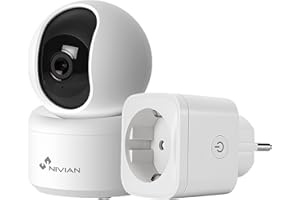 NIVIAN cámara Cámara de vigilancia Interior Domo 360º WiFi+Enchufe-2K-Audio bidireccional-Deteccion Humanos y Auto-Tracking-Apta para Interior-Compatible con Amazon Alexa y Google Home–App Tuya