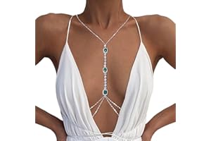JUSTUSNX Green Crystal Bra Catena Moda Semplice Catena Del Corpo Strass Sexy Bikini Nightclub Body Chain Accessori per Donne e Ragazze (A)