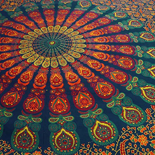 Blaue Mandala Tapestry Indian Cotton Tapestry Twin Größe Wandbehang Decor - 7