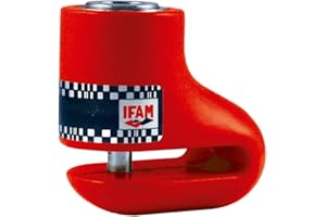 IFAM Antirrobo Freno Disco Moto DF1, 5.5mm Diámetro, Cerradura Automática, 2 Llaves Tubulares, Color Rojo, Compacto y Seguro, Acero Endurecido, Ideal Motocicletas de Pequeña o Mediana Cilindrada