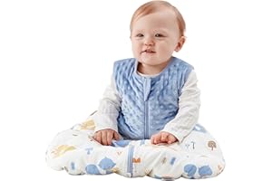 TURMIN Sacco Nanna Neonato,2.0 TOG Sacco Nanna Invernale per Bambini con Cerniera Didirezionale, Sacco a Pelo Morbido e Leggero Senza Maniche, Blu, M(6-12 Mesi)