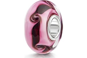 MATERIA BY MATTHIAS WAGNER MATERIA szkło Murano Beads różowy czerwony - srebro 925 Charm do bransoletki #482