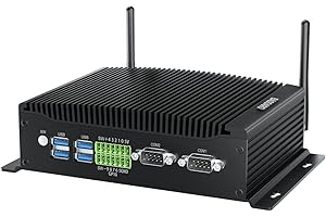 BASOARO PC sin Ventilador, PC Industrial Win 11 Pro i7, 32GB RAM 512GB SSD, Mini PC RS232 Core i7 10810U, Gigabit RJ45 LAN, Dual HD+DP 4K Triple Display, WiFi de Doble Banda, BT 4.2