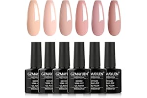 ‎GZMAYUEN GZMAYUEN Nude Pink Nagellack Schellack Set 6 Farben Babyboomer Soft Rose Soak Off UV LED Lack Pastell French Gel Polish Nagel Starterset