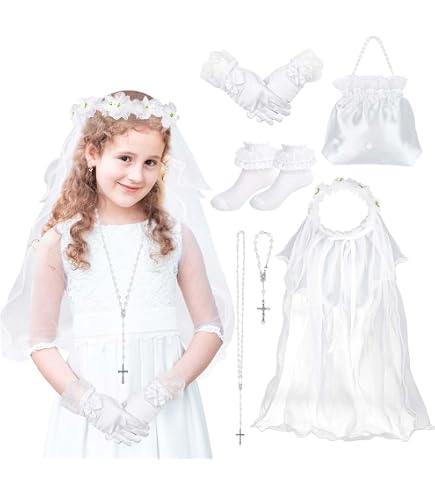 Communion Fille Voile Couronne Fleur Cheveux avec Voile