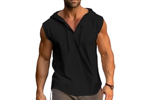 Cooleep Debardeur Homme Coton Musculation Tank Top Sport Tee Shirt sans Manche Débardeur à Capuche Fitness M-3XL