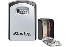 MASTER LOCK Extra Large Key Safe Wall Mounted, XL 106 x 146 x 53 mm, Outdoor, Mounting Kit, for Home Office Industries Vehicles, Black & Silver