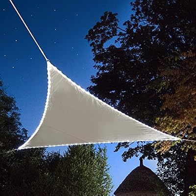 Morel Voile d'ombrage triangle taupe 360 cm avec LEDs solaires