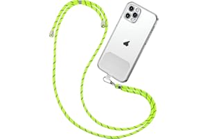 Drucilla Tour de Cou Telephone Universelle, Cordon Telephone Portable, Longueur Réglable Cordon Collier avec Patchs pour Cou et Poignet Laniere pour Téléphone et Porte-clés (Vert)