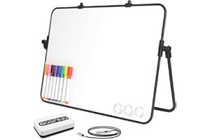 DUMANASEN Dry Erase Small Whiteboard A3 with Non-Slip Stand, 30 x 40 cm Double Sided Magnetic Desktop White Board with 8 Whiteboard Pens
