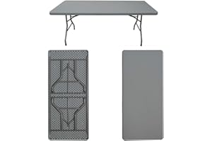 Solycarpa Mesa Rectangular 180 x 76 Cm con Patas Plegables de Exterior, Jardín, Catering, Hostelería y Eventos. Auxiliar para Comedor y Camping. Fácil de Transportar, Portátil y de PVC.