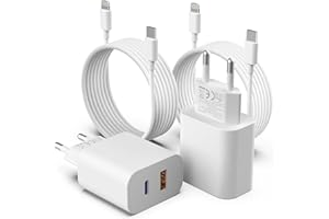 GEJIN [MFi Certified] 2Port iPhone Schnellladegerät mit USB-C und USB-A, 2 Pack 20W USB C Ladegerät und iPhone Schnellladekabel USB c 2M für iPhone 14 Pro Max 13 12 11 XS Max Samsung Android Adapter