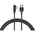 amazon basics 3A Charging L Shaped Braided Usb A To Usb Type C Data Cable For Smartphone (Black/White -1.2 Meter), Black