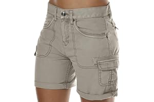 Buetory Women's Hiking Cargo Shorts Lightweight Summer Workout Bermuda Shorts Outdoor Casual Cotton Athletic Travel Shorts