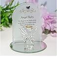 Thoughts of you Memorial Glass Angel Baby Ornament with Verse