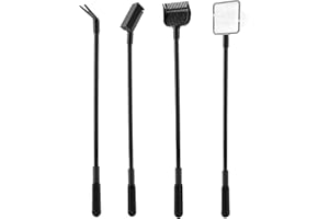 VOODII Fish Tank Cleaner Fish Tank Cleaning Kit 4 IN 1, Aquarium Glass Fish Tank Cleaning Set with Gravel Rake, Plant Fork, Fish Net and Sponge Brush
