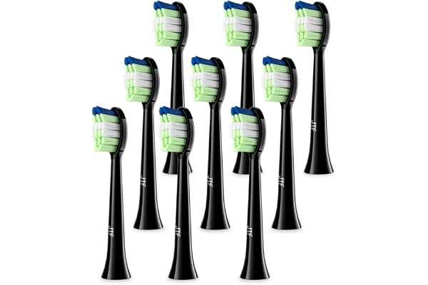9 têtes de rechange pour brosse à dents électrique JTF, poils moyens, adaptées pour P200 (noir)