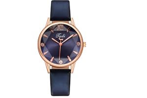 Basfur Montre-Bracelet pour Femme, Montre à Quartz analogique de Conception Classique pour Femme avec Bracelet en Cuir Respirant